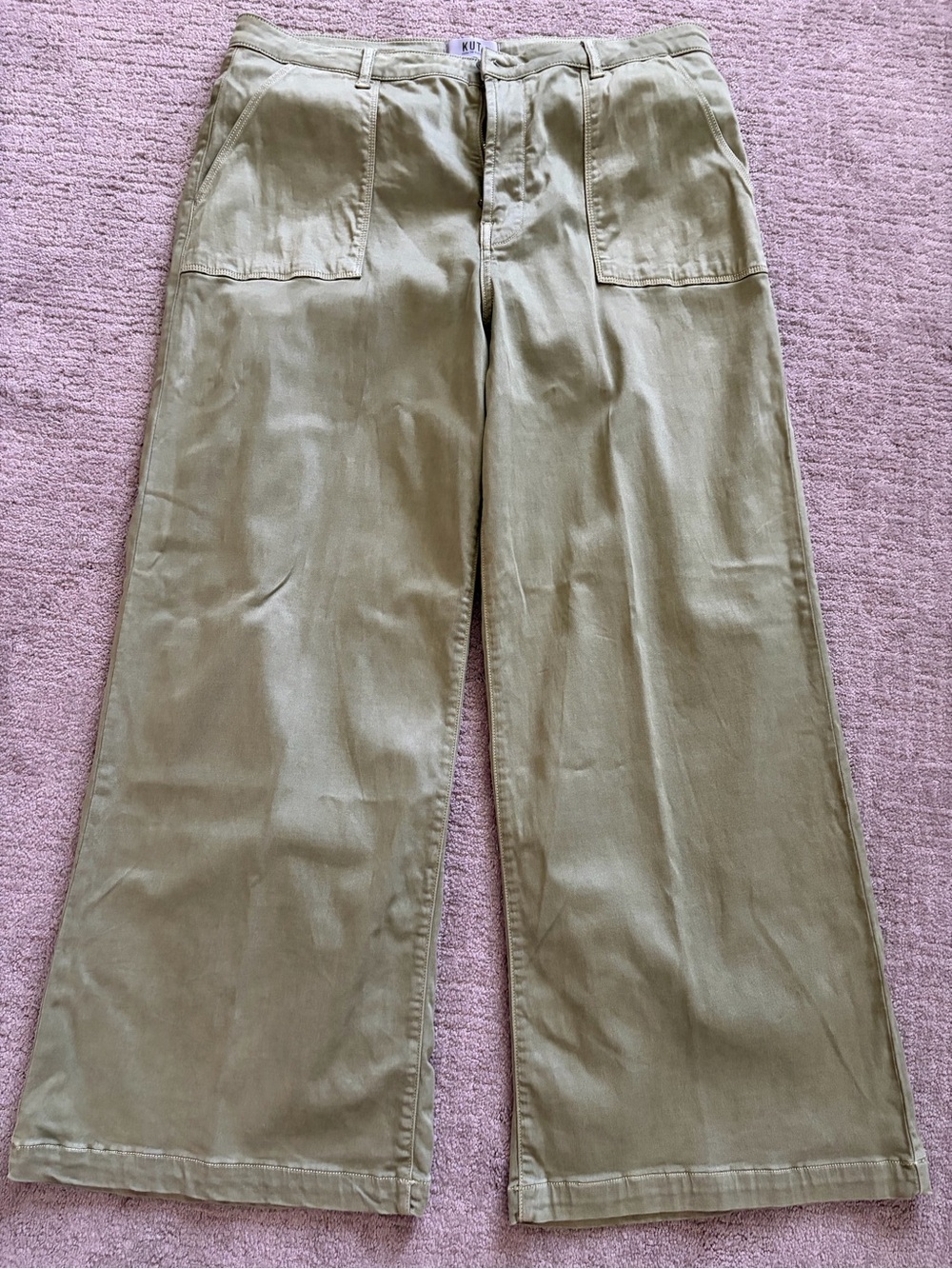 KUT from the Kloth Meg High Rise Wide Leg Pants Women's size 12 Olive